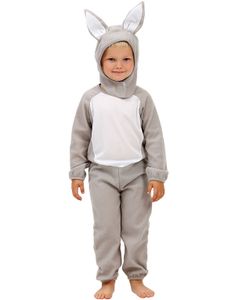 Grått Kanin Barnekostyme med Hette og Ører
