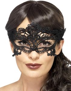 Brodert Viktoriansk Øyemaske i Svart