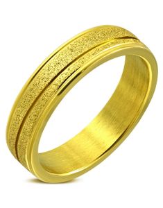 Gullfarget Glitrende Stålring med Buet Linje