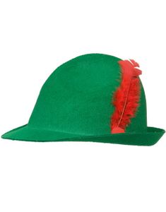 Tyrolerhatt - Grønn med Rød Fjær
