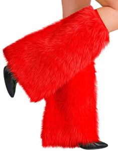 Rød - Plysj Leggvarmere