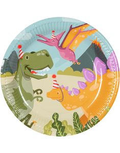 6 stk Papptallerkener 23 cm - Dinosaur Fest