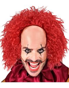 Ond Klovn Parykk – Skallet Look med Rødt Krøllete Hår