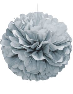 Sølvfarget Puff Pom Pom 40 cm