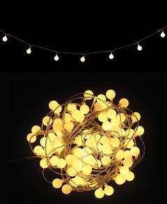 Lysslynge med 80 Varmhvite LED-Lys og Kupler - Innen- og Utendørsbruk 11 meter