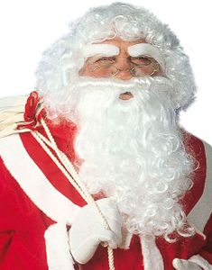 Hvit Nisseparykk med Skjegg - 4 Deler