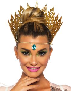 Gullfarget Dronning Krone med Perle