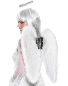 Hvitt Englesett med Vinger og Halo