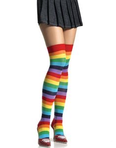 Stripete Tykke Strømper i Friske Farger