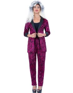 Unisex Mørk Rosa Zebramønstret 80-talls Kostymedress