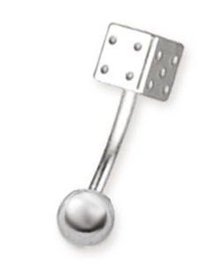 Banan With Dice & Ball - 1,2 x 8 mm Sølvfarget Øyenbrynspiercing