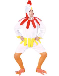 Komplett Hvitt Kyllingkostyme til Mann