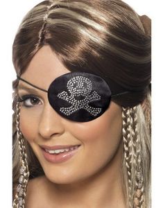 Sort Pirat Patch m/Bling Dødninghode (Kostyme Tilbehør)