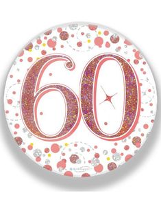60-års Feiring Hvit og Rosegull Holografisk Pin/Badge
