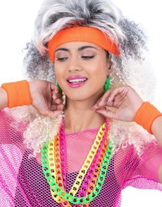 80s Neon Svettebånd Orange - 3 Deler