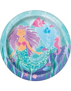 8 stk Havfrue Papptallerkener 22 cm