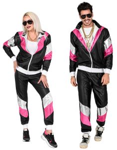 80-talls Grilldress i Svart med Rosa, Sølv og Hvite Detaljer til Voksen