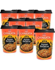 8 stk Aj Oyakata Korean Barbecue Flavour Noodle Cup - Hel Eske 744 gram