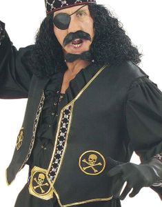 Svart Pirat Vest med Broderi