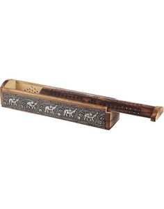 Mango-Tre Røkelsesbeholder og Holder med Elefantmotiv og Glidelokk 30,5 cm