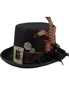 Stilig Svart Steampunk Flosshatt med Dekor