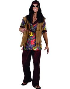 Komplett Hippiekostyme til Mann 5 Deler