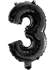 Tallet 3 - Svart 41 cm Folieballong