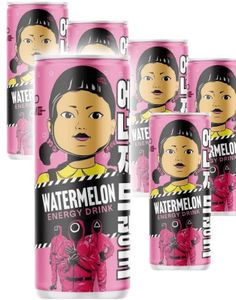 24 stk Squid Game Energy Drink Watermelon - Energidrikk med Vannmelonsmak - Hel Eske 6 Liter (Korea)