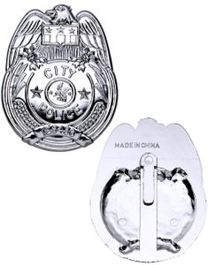 Sølvfarget Politiskilt - Kostymetilbehør