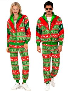 UV Glow Grønn og Rød Grilldress med Juletema til Voksen