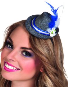 Mini Oktoberfesthatt Pyntet med Blomst, Bånd og Fjær