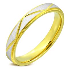 Gullfarget Stålring med Sølvfargede Trekanter