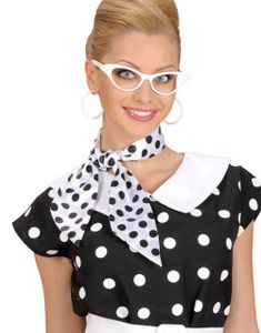 Knyteskjerf/Hårbånd - Hvit med Svarte Prikker