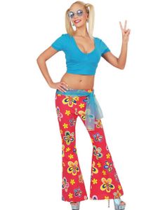 Blomstrete Slengbukser - Rød