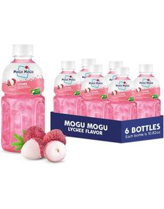 6 stk Mogu Mogu Nata De Coco Lychee - Litchijuice med Kokosgelebiter - Hel Eske 6x320 ml (Thailand)