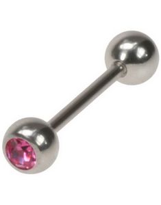 Pen Tungepiercing med Rosa Sten