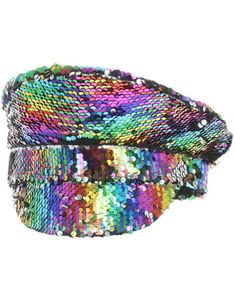 Regnbuefarget Kapteinhatt med Paljetter