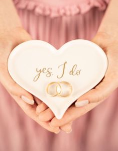 Hjerteformet Porselensskål til Gifteringer - Yes I Do