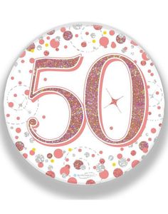 50-års Feiring Hvit og Rosegull Holografisk Pin/Badge