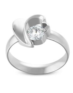 Sølvfarget Stålring med Hjertedesign Fattet med CZ Sten