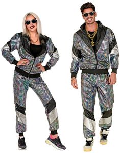 80-talls UV Glow Grilldress med Discokule-motiv til Voksen