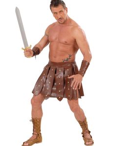 Gladiatorsett med Skinnimitert Skjørt og Cuffs