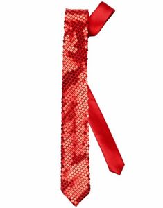 Rødt Slips med Glitrende Paljetter