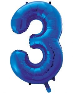 Tallet 3 - Royal Blå JUMBO Folieballong 86 cm