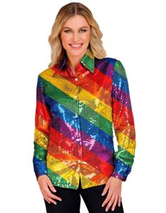 Regnbue Kostymeskjorte med Paljetter til Dame
