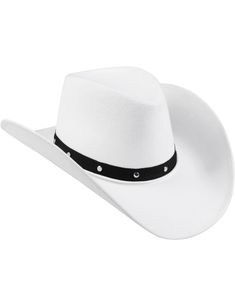 Hvit Cowboyhatt med Svart Bånd og Nagler