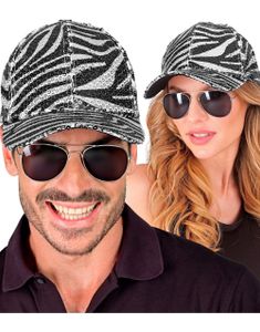 Sebramønstret Caps med Paljetter