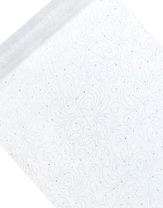 HVIT Organzaløper med Glitterdesign og Paljetter 48 cm x 9 meter