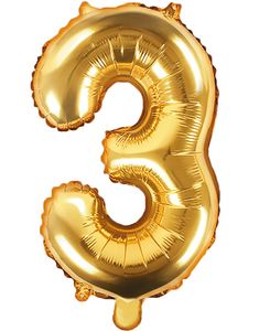 Tallet 3 - Gullfarget 35 cm Folieballong