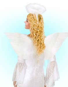 Hvite Englevinger m/Fjær - Kostymetilbehør